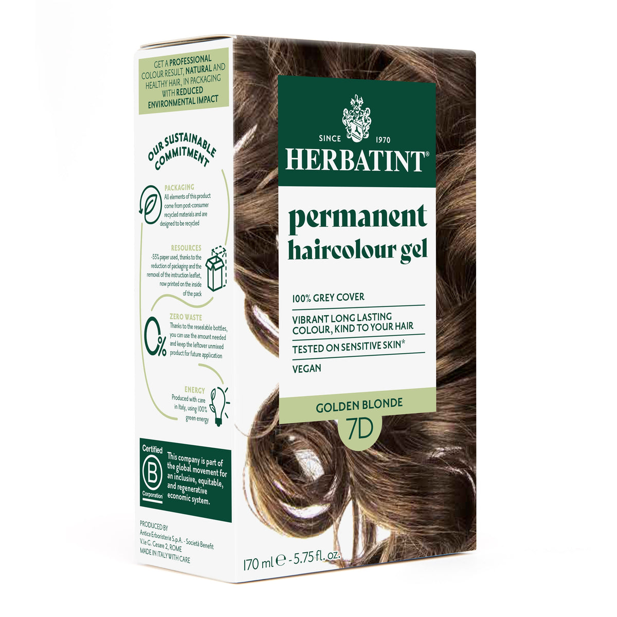 Herbatint 7D Golden Blonde permanent haircolour gel 170ml pack — BambiniJO Jordan