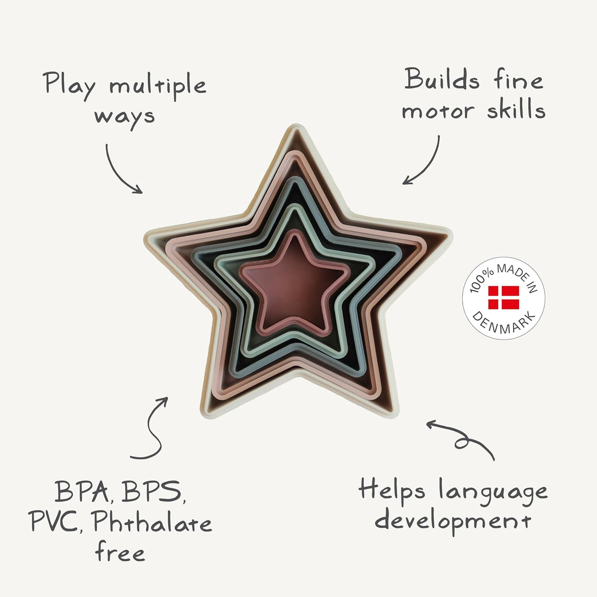 MUSHIE - Nesting Stars Toy | 1-6Y MUSHIE - Nesting Stars Toy | 1-6Y
