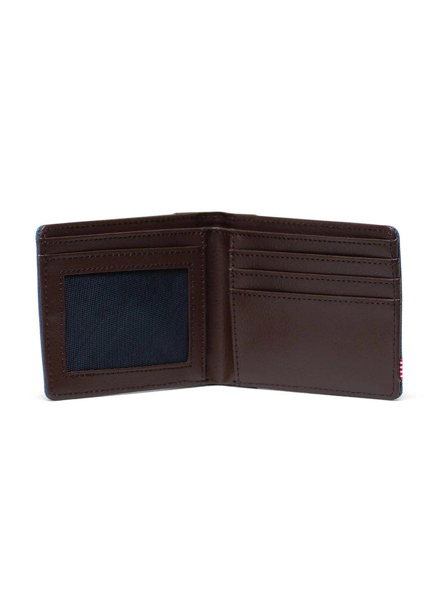 Herschel Hank Wallet in Steel Blue/Chicory Coffee - detail view
