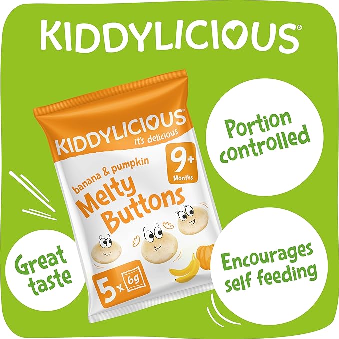Kiddylicious - Banana & Pumpkin Melty Buttons - Multipack | 5 Pack Kiddylicious - Banana & Pumpkin Melty Buttons - Multipack | 5 Pack
