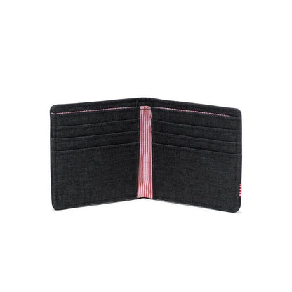 Herschel Roy Coin RFID Wallet in Black Crosshatch, open view