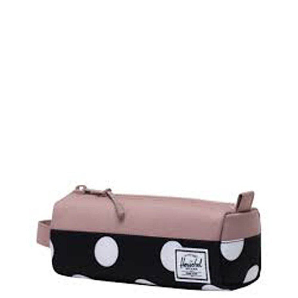 Herschel Settlement Pencil Case in Polka Dot Black and White/Ash Rose, 1L