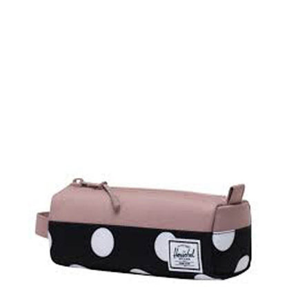 Herschel Settlement Pencil Case in Polka Dot Black and White/Ash Rose, 1L