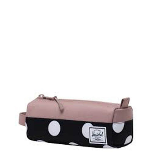 Herschel Settlement Pencil Case in Polka Dot Black and White/Ash Rose, 1L