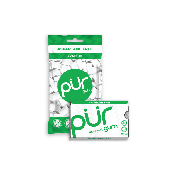 PUR Aspartame Free Spearmint Gum 55 pieces bottle