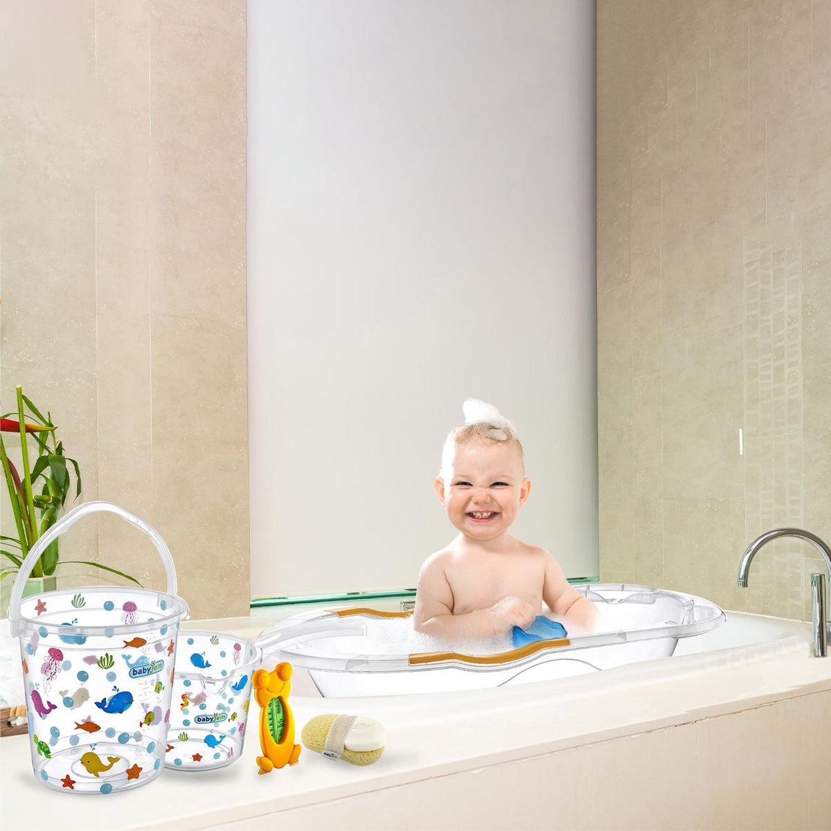 BabyJem Baby Bath Set 6pcs White