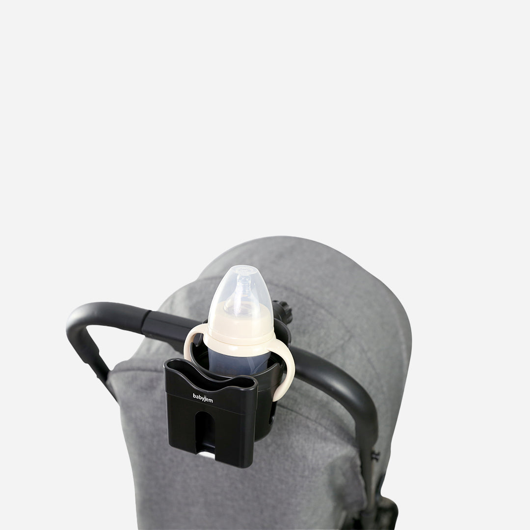 BabyJem 2-in-1 Stroller Cup Holder Black