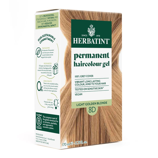 Herbatint 8D Light Golden Blonde permanent haircolour gel 170ml pack — BambiniJO Jordan