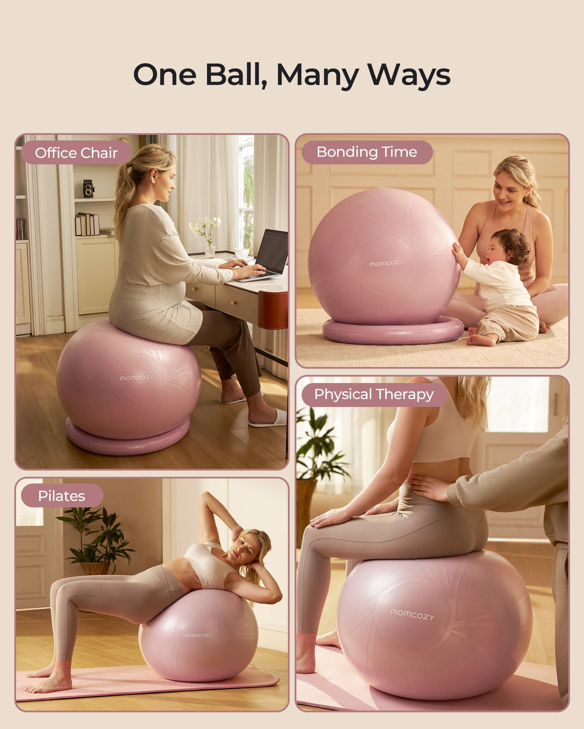 Momcozy BirthEase Pregnancy Ball Set | Pink