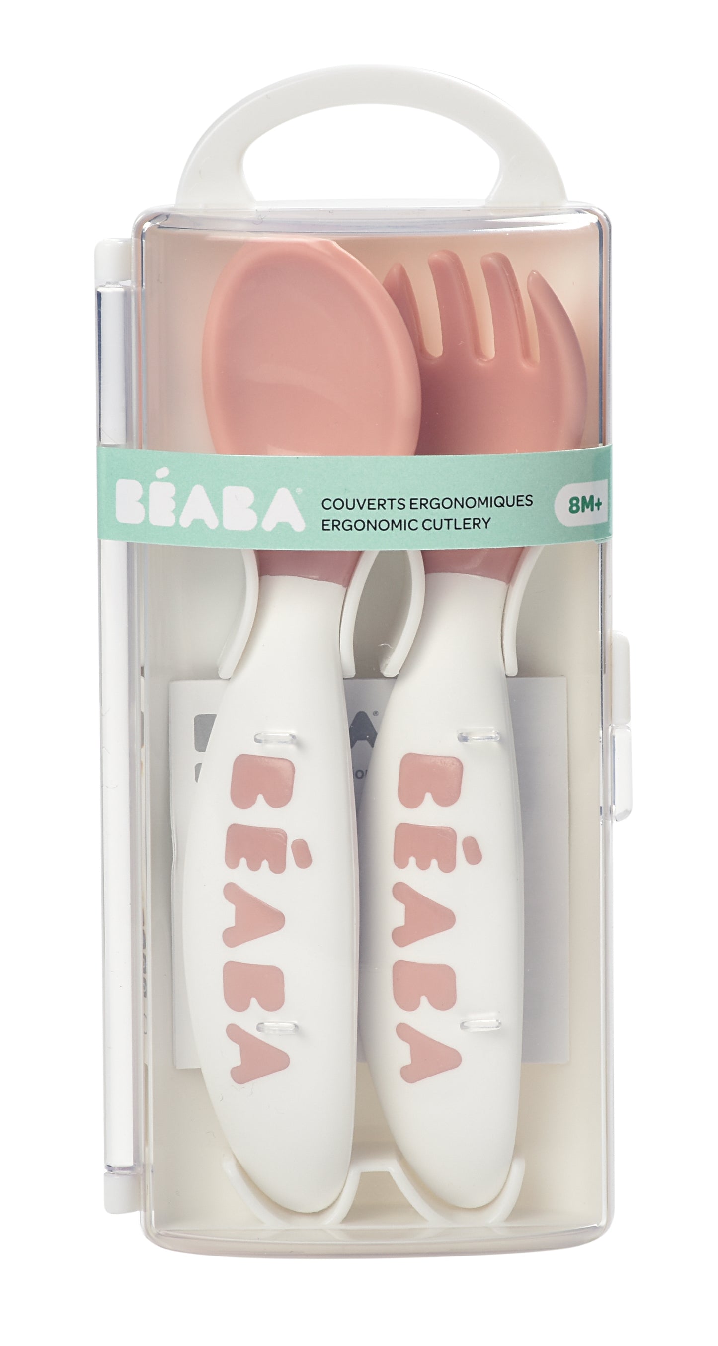 Beaba - 2nd Age Fork & Spoon Set | Old Pink | 8-12m