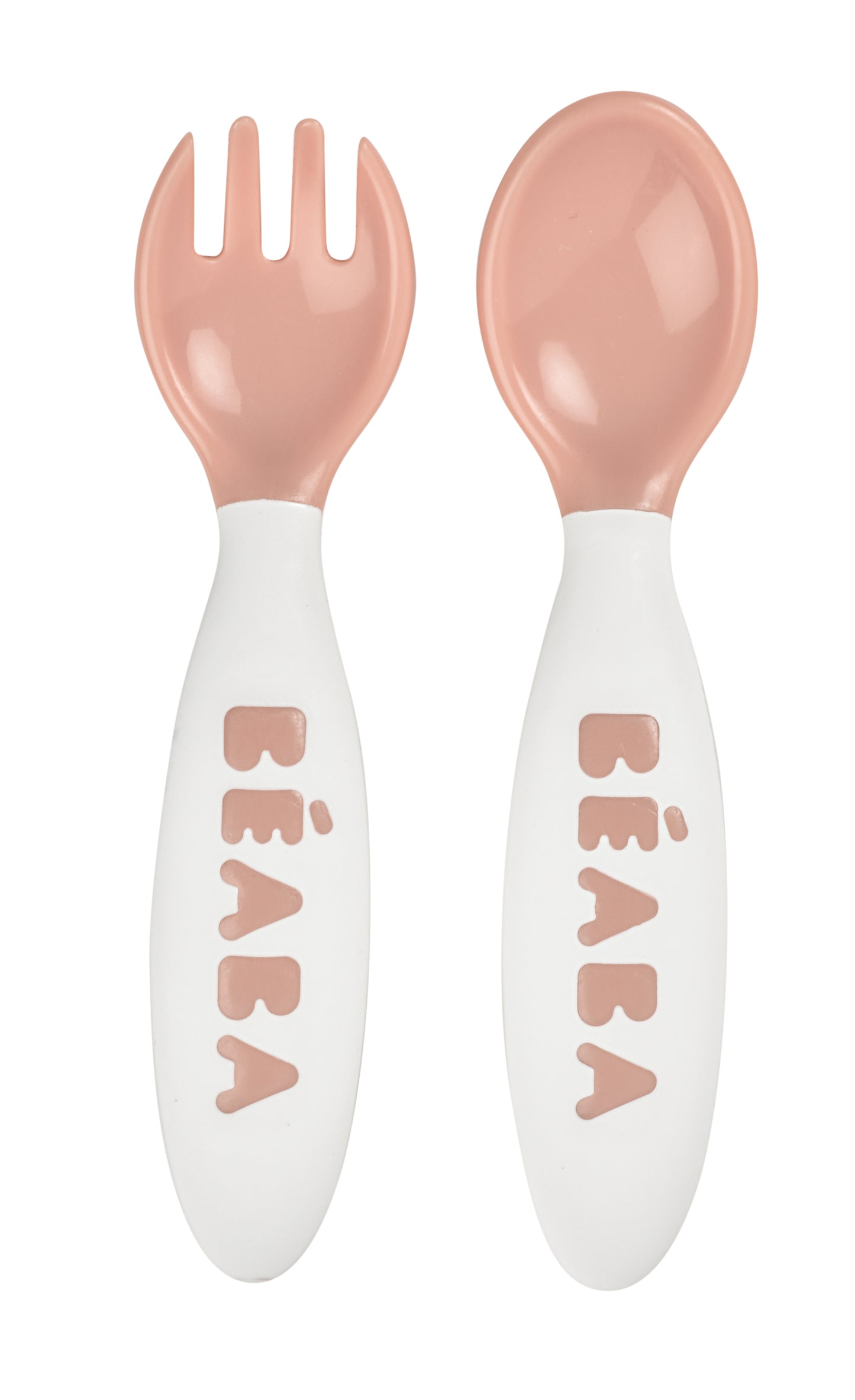 Beaba - 2nd Age Fork & Spoon Set | Old Pink | 8-12m