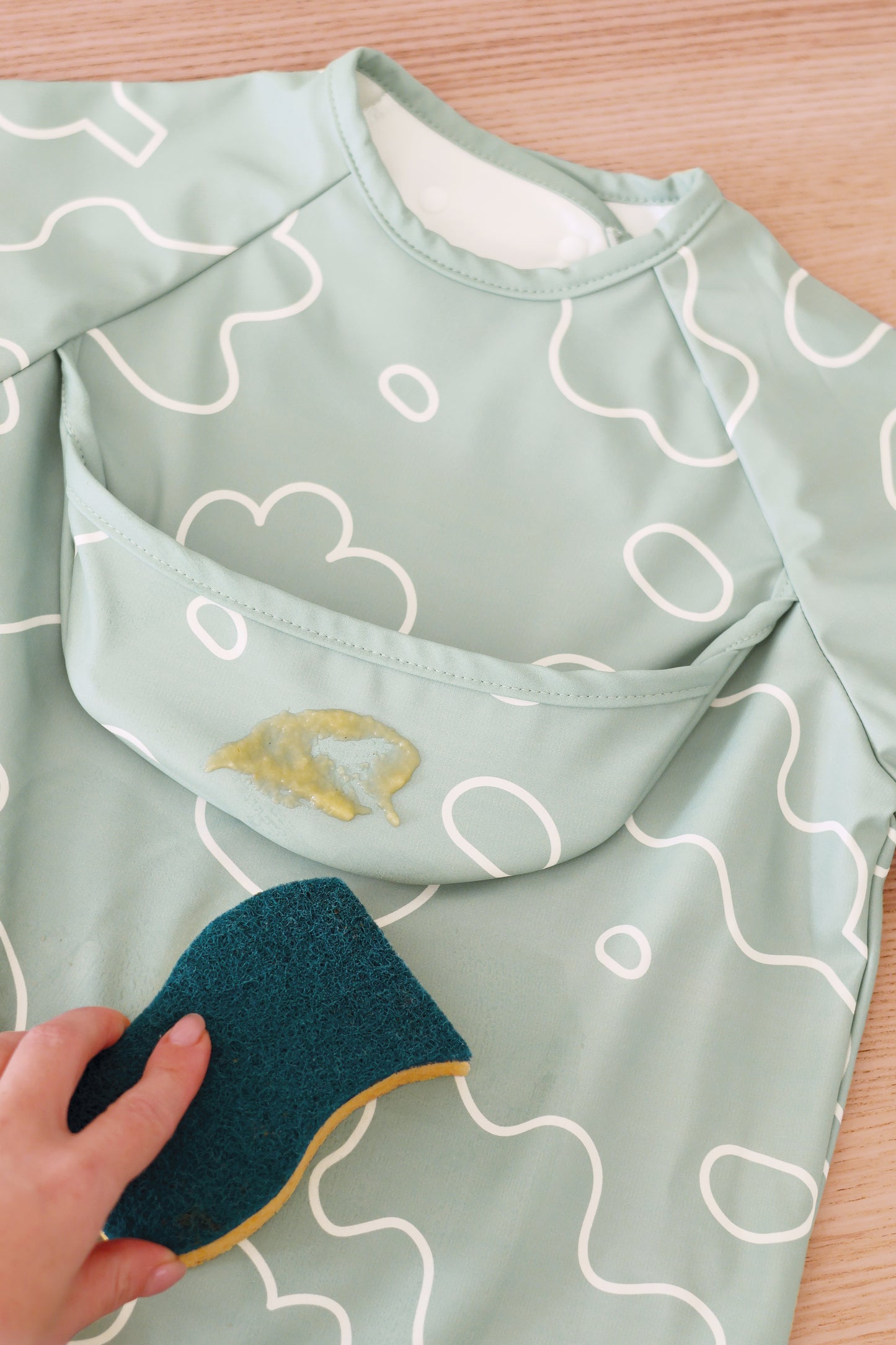 بيابا - مريلة 2 في 1 بأكمام قابلة للإزالة | أخضر زيتوني