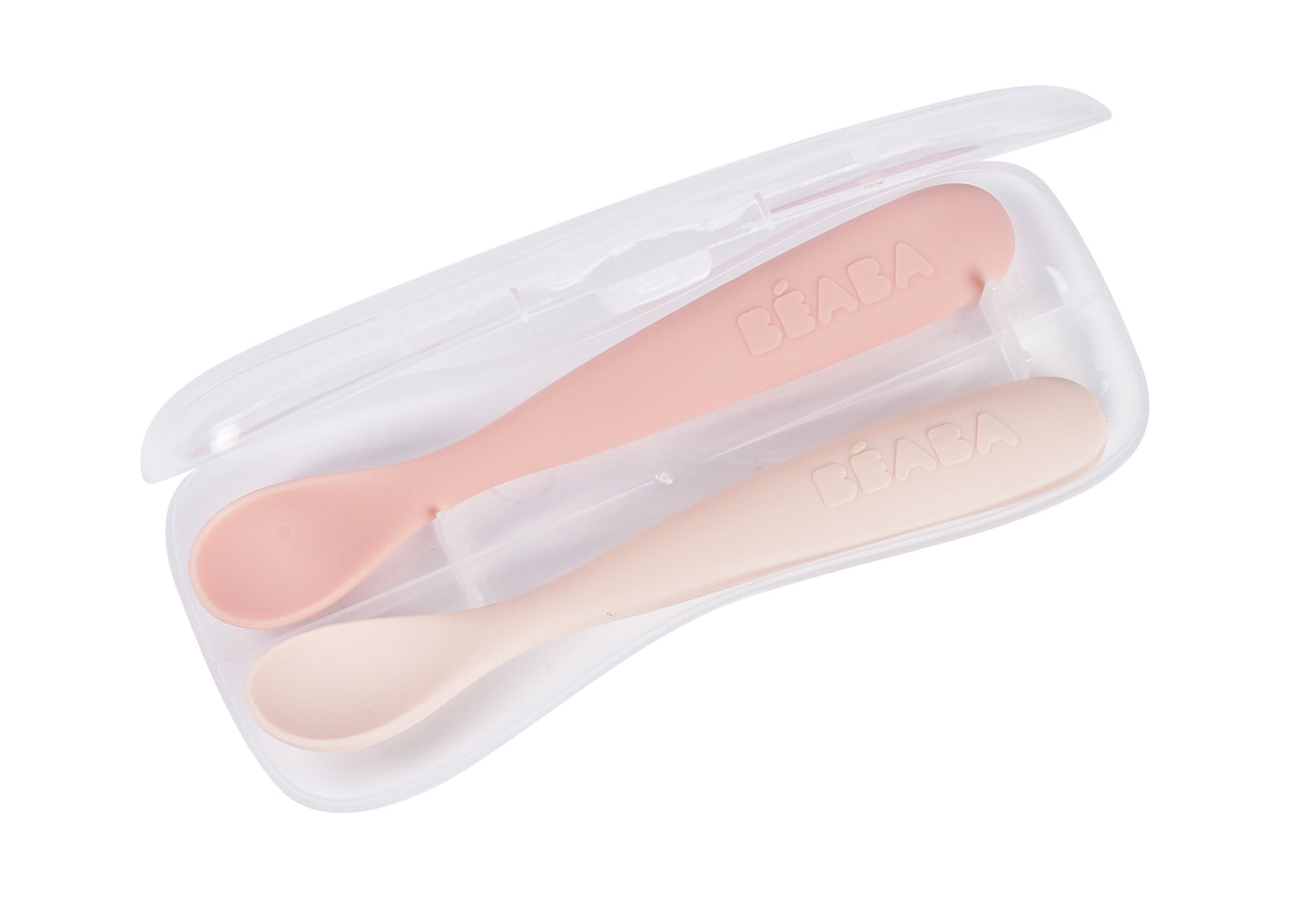 Beaba - 1st Age Silicone Spoons + Case | Cotton Candy | Set of 2 | 4m+