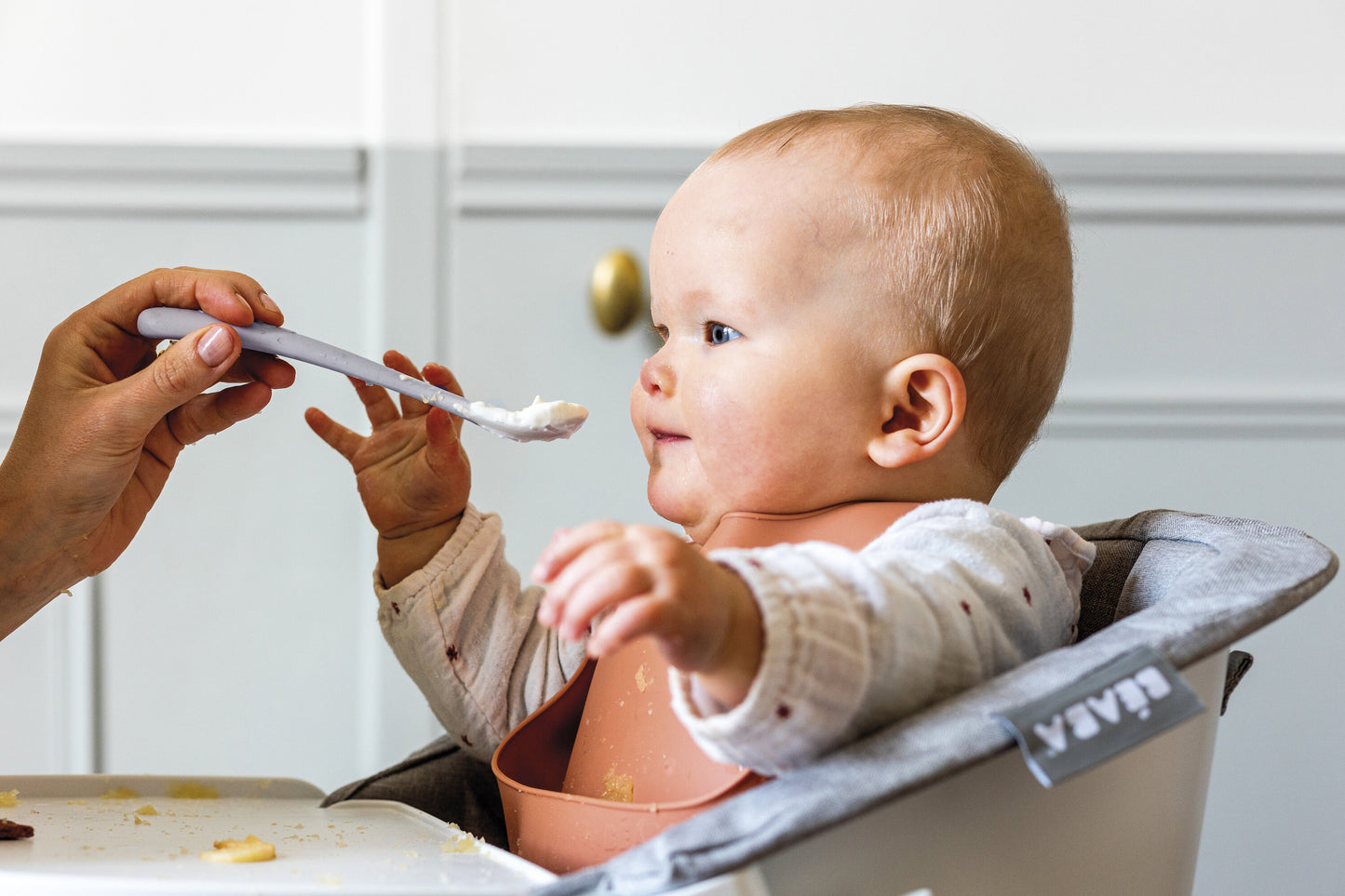 Beaba - 1st Age Silicone Spoons + Case | Nature | Set of 2 | 4m+