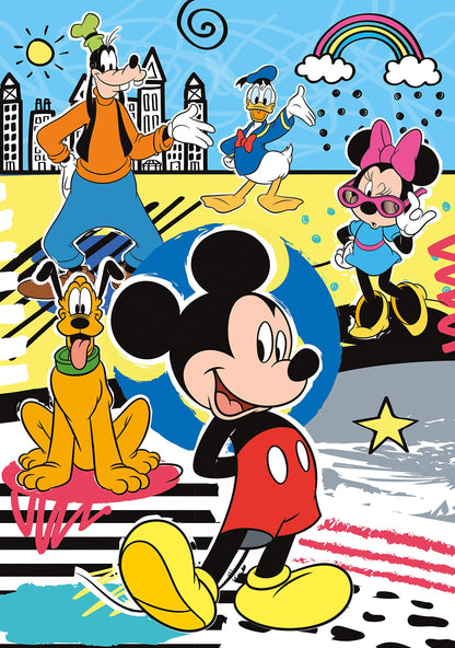 Completed Clementoni Disney Mickey Mouse 104 piece puzzle artwork