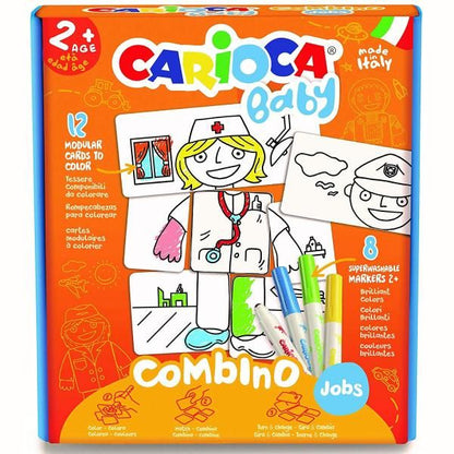 Carioca Baby - 8 Felt Tip Pens & Puzzle Cards Set | Robots