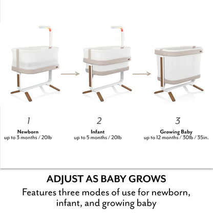 Evenflo - Cora 3-Level Adjustable Bassinet with SensorySoothe | Coastal Coffee