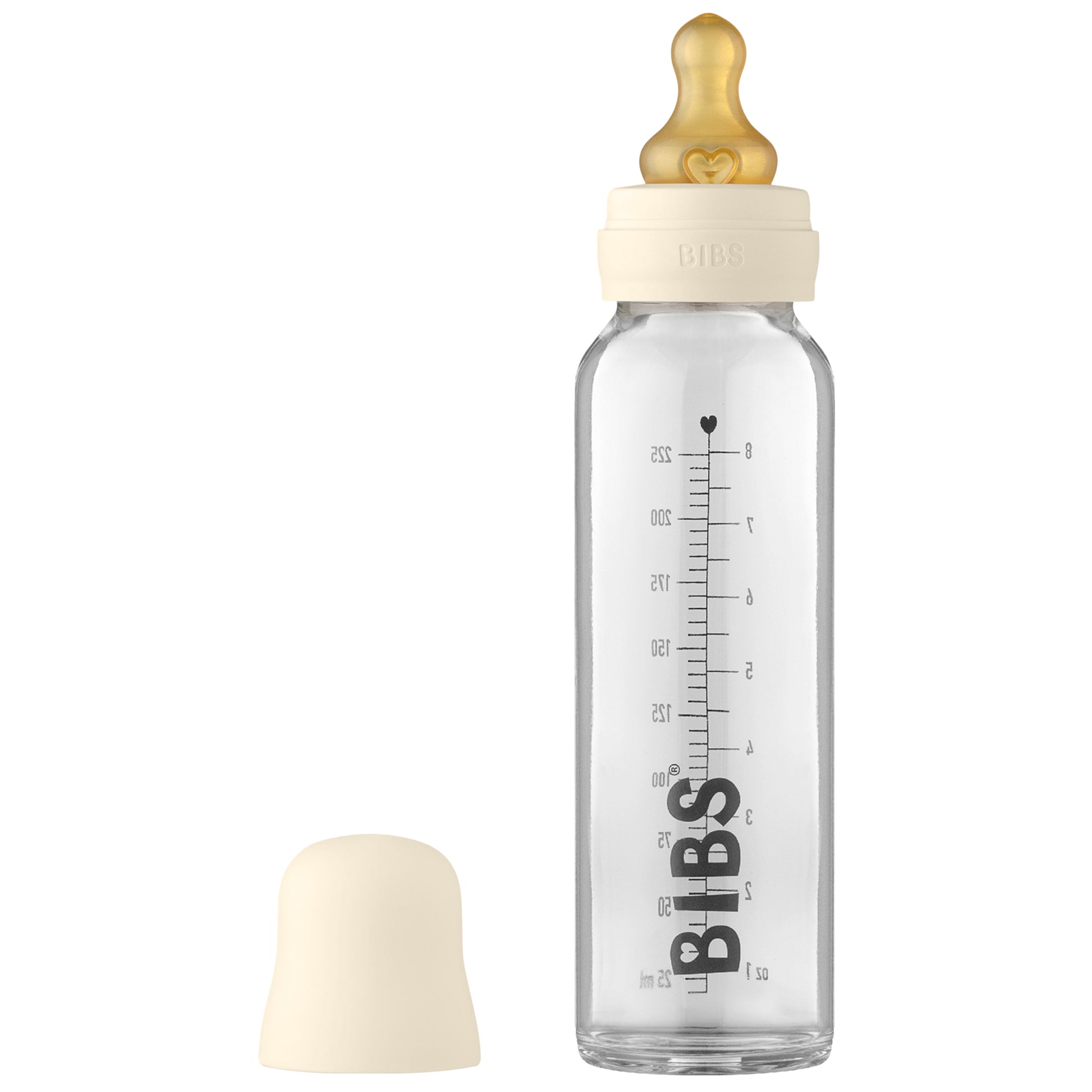 BIBS - Baby Glass Anti-Colic Bottle | 225ml | Ivory BIBS - Baby Glass Anti-Colic Bottle | 225ml | Ivory