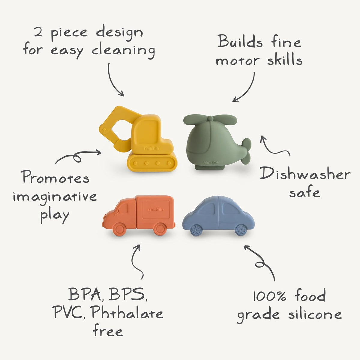 Mushie - Vehicles Bath Play Set | Mold Free Mushie - Vehicles Bath Play Set | Mold Free