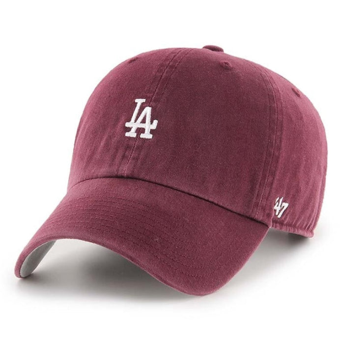 47 Brand Los Angeles Dodgers Base Runner Clean Up Cap Dark Maroon - front view