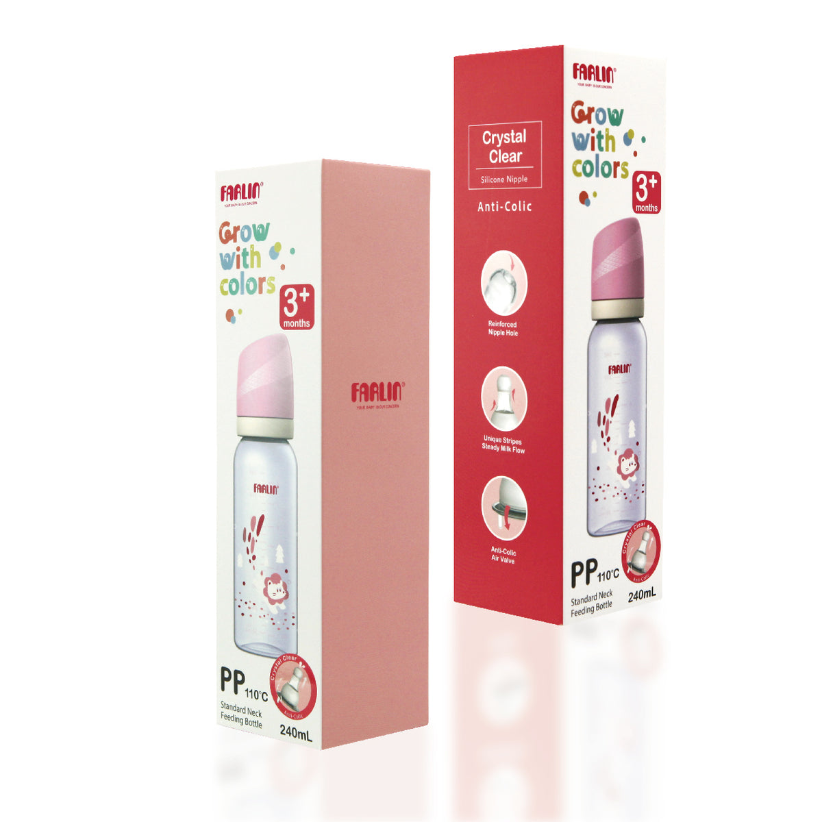Farlin - PP Feeding Bottle Standard Neck | 240ml | Pink