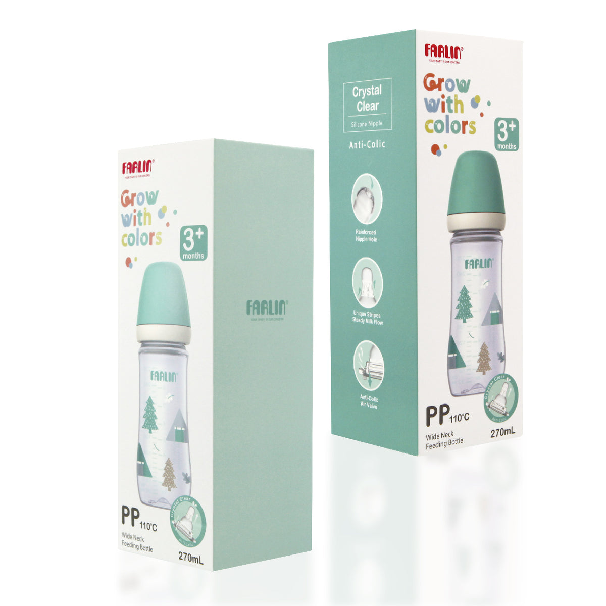Farlin - PP Feeding Bottle Wide Neck | 270ml | Green