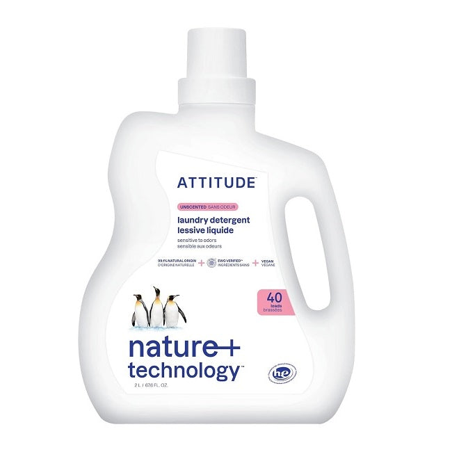 Attitude Laundry Detergent Unscented Extra Gentle 2 Litres 40 loads bottle
