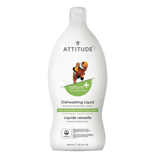 Attitude Natural Dishwashing Liquid Green Apple & Basil 700ml — BambiniJO Jordan