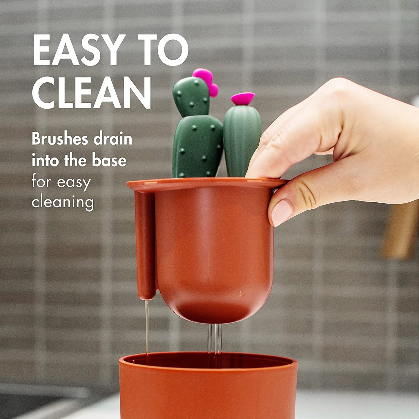 Boon - CACTI Bottle Brush Set | 4pc | Brown