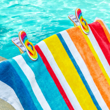 O2COOL Boca Clips Flip Flop Tie Dye - beach towel clip