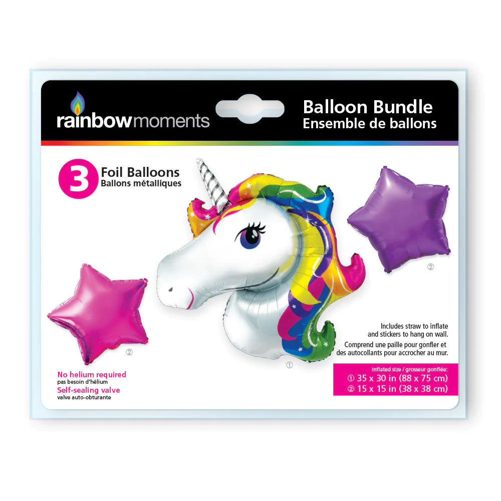 Rainbow Moments - Foil Balloons | Unicorn | 3 Pack Rainbow Moments - Foil Balloons | Unicorn | 3 Pack