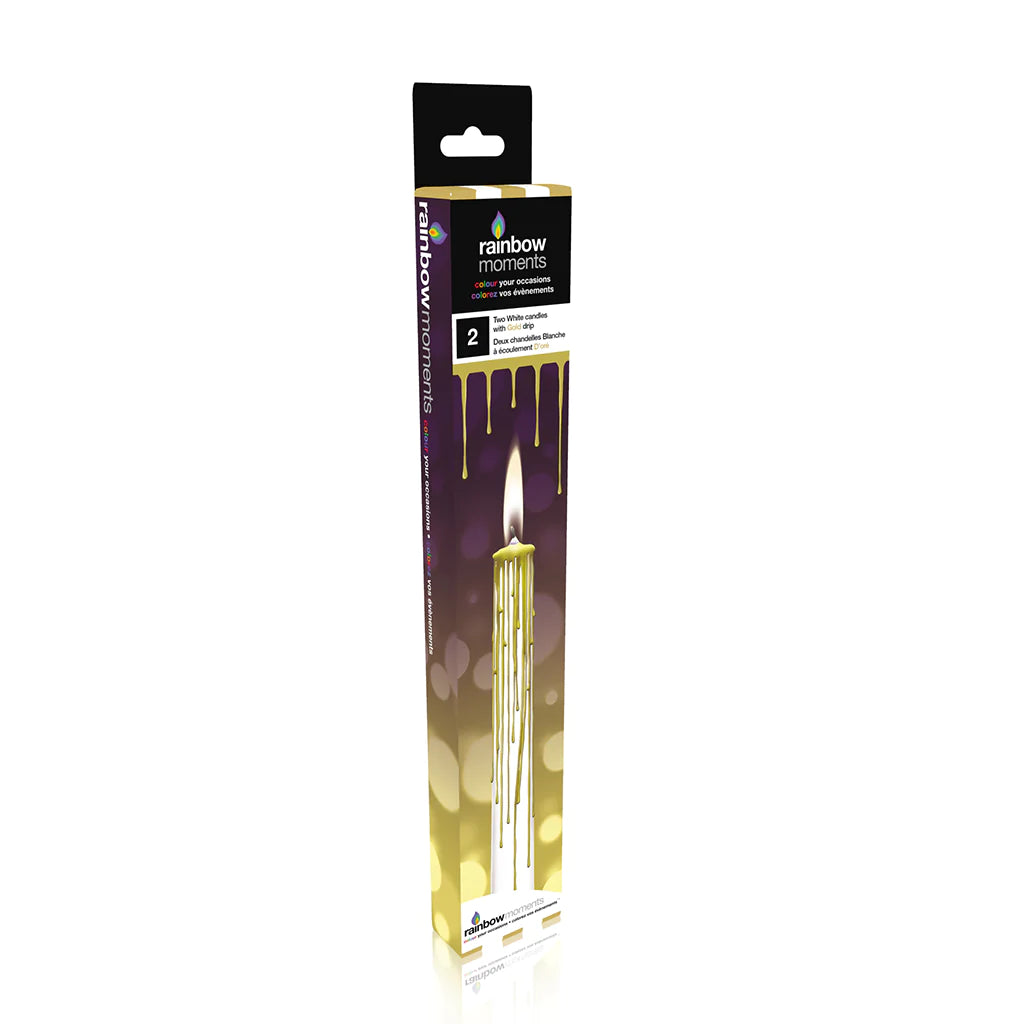 Rainbow Moments - Magic Color Drip Candles | Gold | 2 Pack Rainbow Moments - Magic Color Drip Candles | Gold | 2 Pack