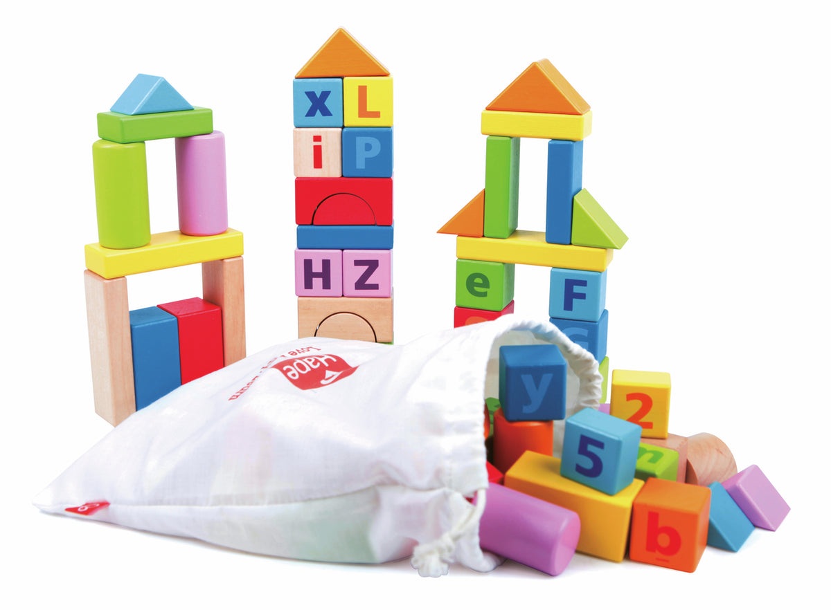 Hape - مكعبات العد والتهجئة | 80 قطعة مكعبات خشبية | 1 سنة فما فوق Hape - مكعبات العد والتهجئة | 80 قطعة مكعبات خشبية | 1 سنة فما فوق