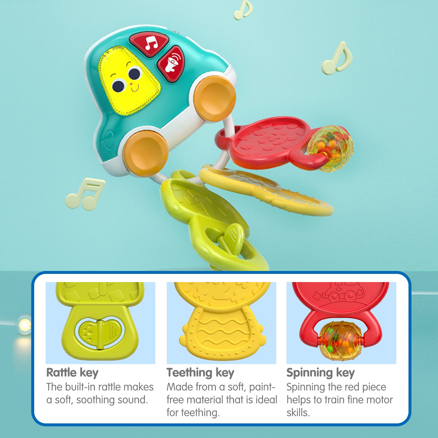HOLA - Musical Car Keychain Rattle Teether HOLA - Musical Car Keychain Rattle Teether