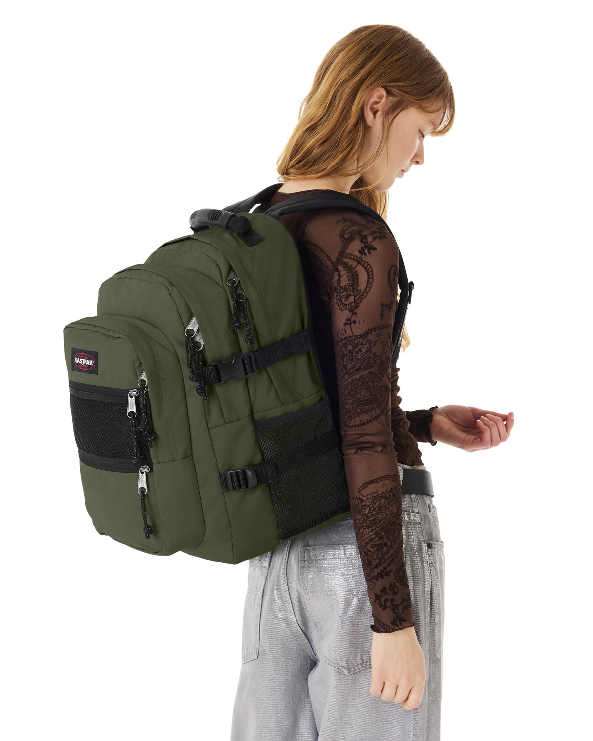 Eastpak Suplyer Backpack Dark Khaki side view — BambiniJO Jordan