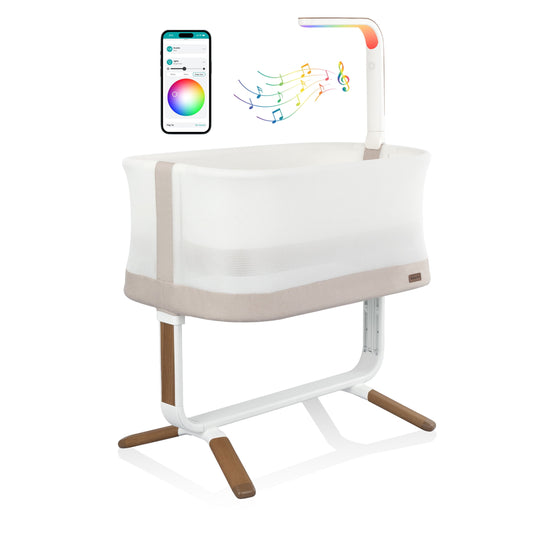 Evenflo - Cora 3-Level Adjustable Bassinet with SensorySoothe | Coastal Coffee