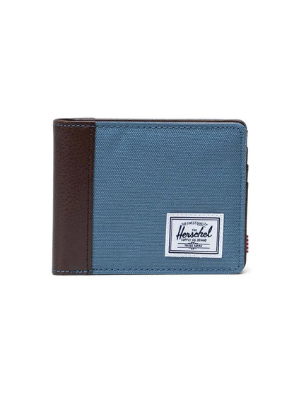 Herschel Hank Wallet in Steel Blue/Chicory Coffee - front view