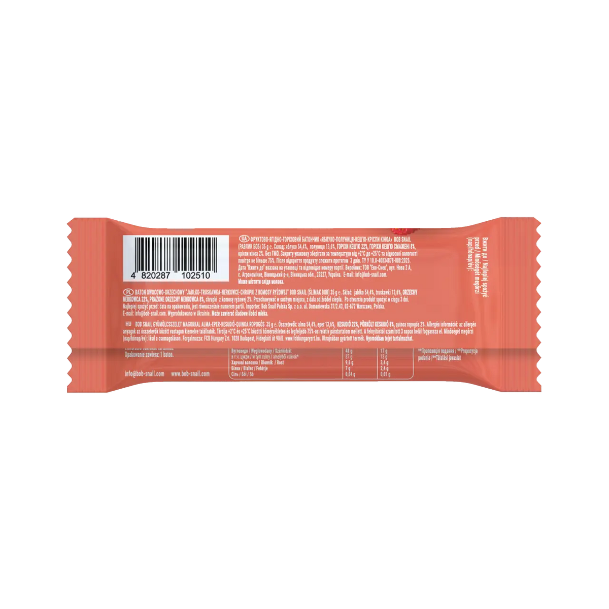 Bob Snail Apple, Strawberry & Cashew Bar 35g — BambiniJO Jordan