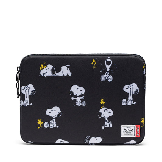 Herschel Anchor Laptop Sleeve Peanuts Snoopy and Woodstock Black 14-Inch - front