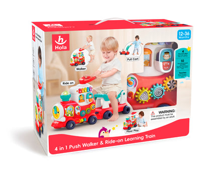 HOLA - 4-in-1 Push Walker & Ride-on Learning Train