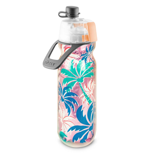 O2COOL - Mist N' Sip Insulated Bottle - 591ml - Pink Palm Tree
