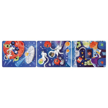 Hape Space Adventure Puzzle - 3-in-1 puzzle set with storytelling tiles