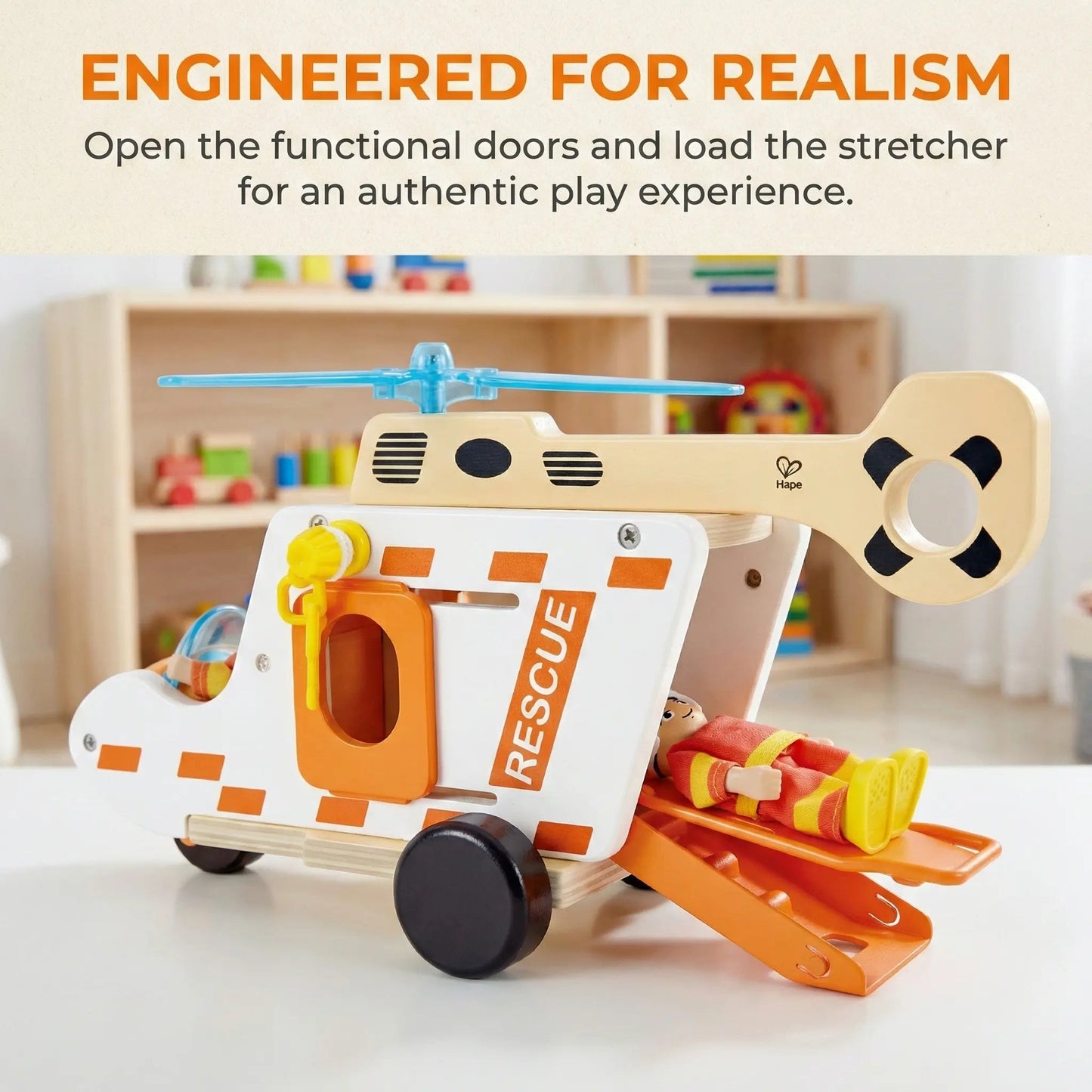Hape Rescue Helicopter with stretcher and hoist