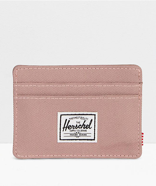 Herschel Charlie Cardholder in Ash Rose, front studio shot
