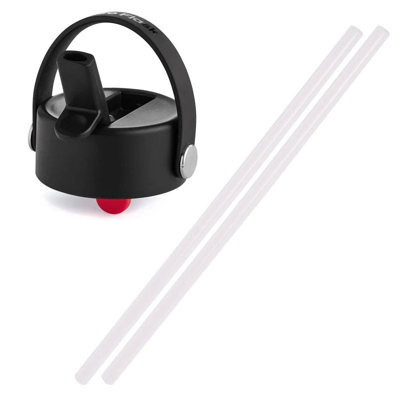 Hydro Flask - Wide Flex Straw Cap with 2 Straws | Black Hydro Flask - Wide Flex Straw Cap with 2 Straws | Black