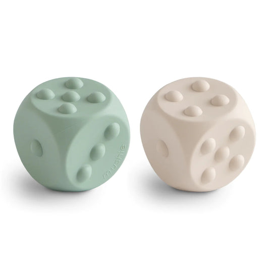 MUSHIE - Dice Press Toy 2-Pack - Cambridge Blue / Shifting Sand