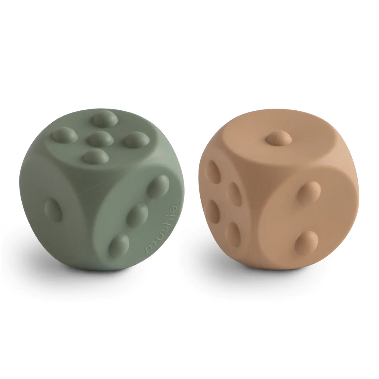 MUSHIE - Dice Press Toy 2-Pack - Dried Thyme / Natural MUSHIE - Dice Press Toy 2-Pack - Dried Thyme / Natural