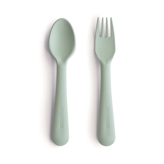 MUSHIE - Silicone Fork and Spoon Set - Sage