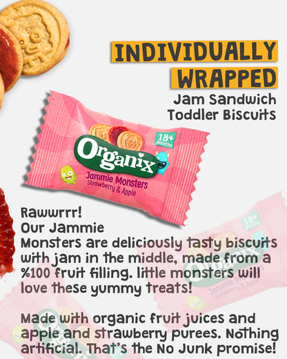 Organix - 8 Jammie Monsters Strawberry & Apple Organic Biscuits
