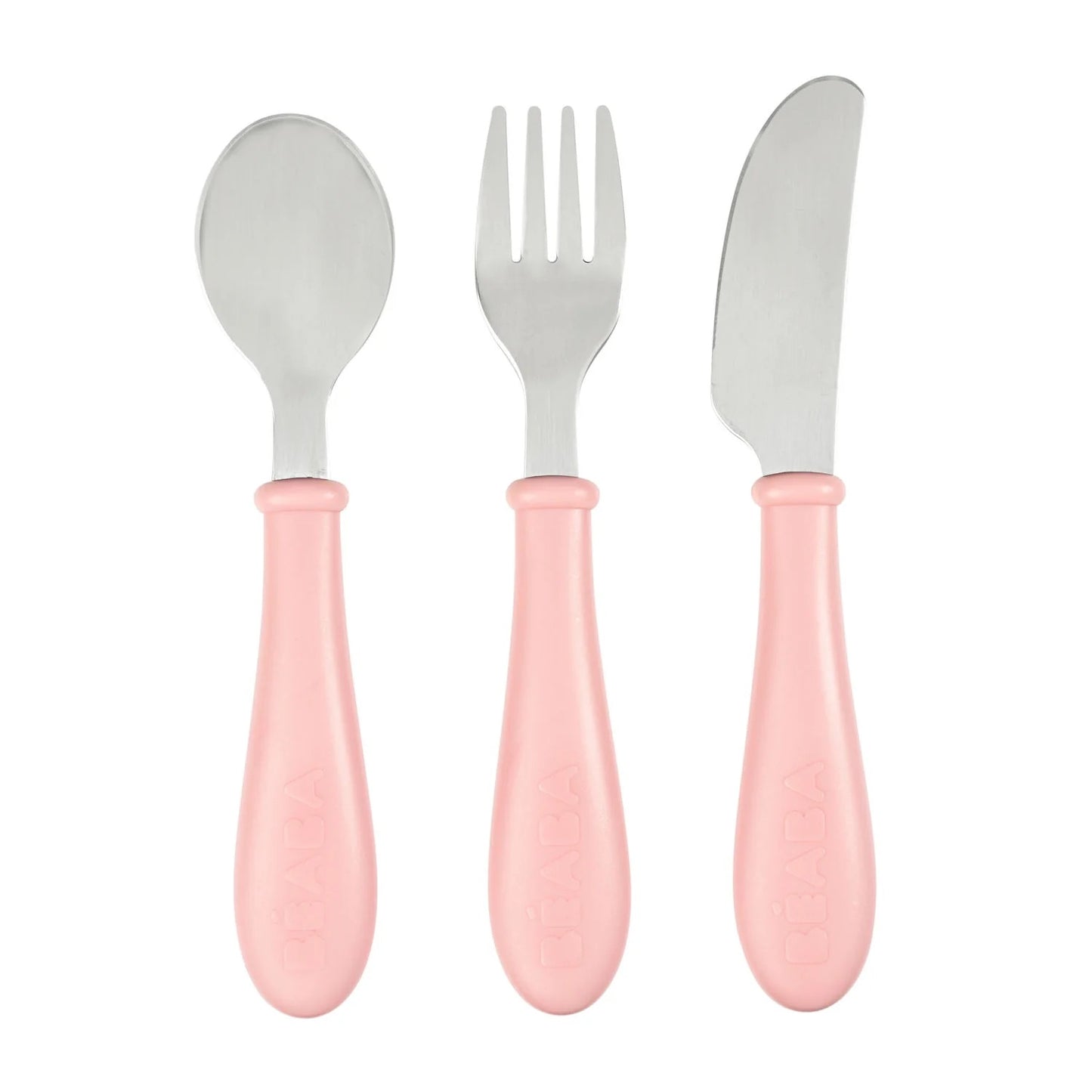 Beaba - Training Cutlery Set | Stainless Steel Old Pink | 8m+